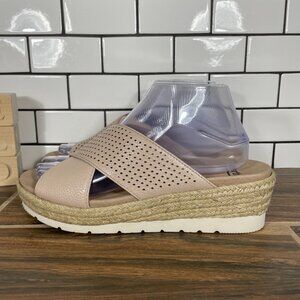 Earth Modena Marigold Womens Size 8 Shoes Blush Leather Espadrille Slide Sandals